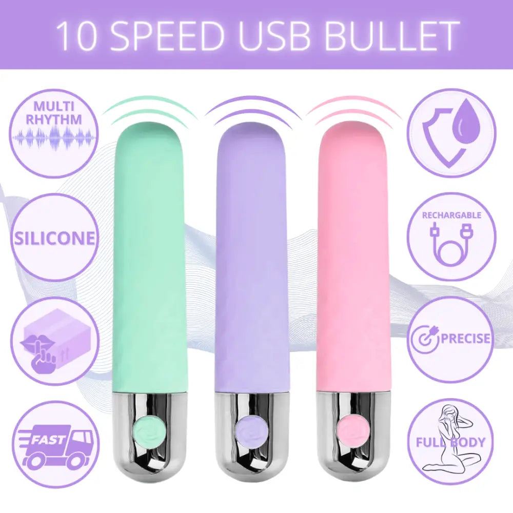10 Speed Samira Usb Bullet Vibrator - Usb - Save 15% - Fast Shipping - United Kingdom Stoke-on-trent