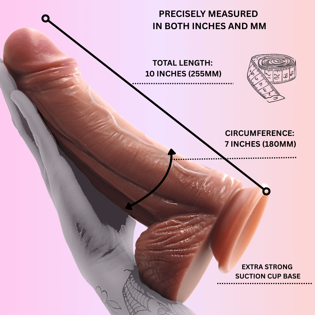 Hyper Realistic 10 Inch Silicone Strap on with Pink Harness