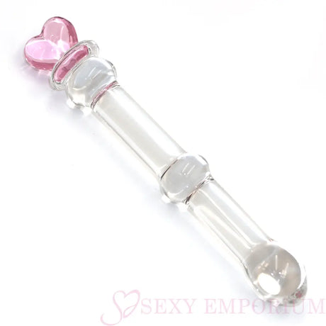 6.5 Inch Glass Dildo Clear with Pink Heart - Dildos - Save 15% - Fast Shipping - United Kingdom Stoke-on-trent