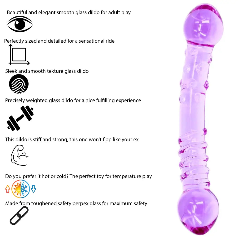 7.4 Inch Purple Passion Double Ended Glass Dildo - Sex Toy - Save 20% - Fast - United Kingdom Stoke-on-trent