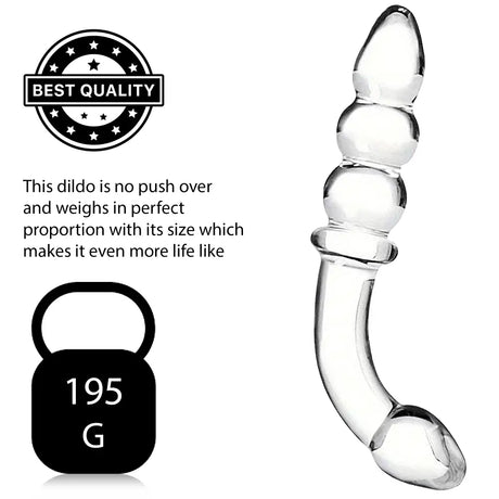 7.5 Inch Curved Ribbed Glass Dildo - Sex Toy - Save 15% - Fast Shipping - United Kingdom Stoke-on-trent