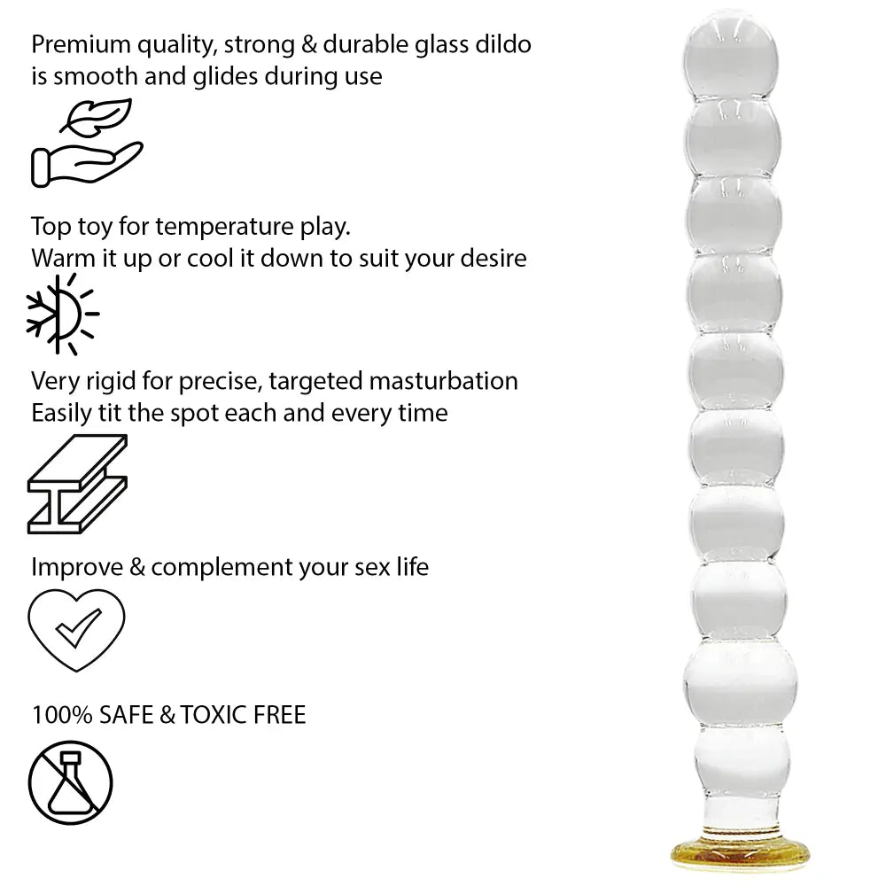 9.25 Inch Bubble Ribbed Glass Dildo - Dildos - Save 15% - Fast Shipping - United Kingdom Stoke-on-trent