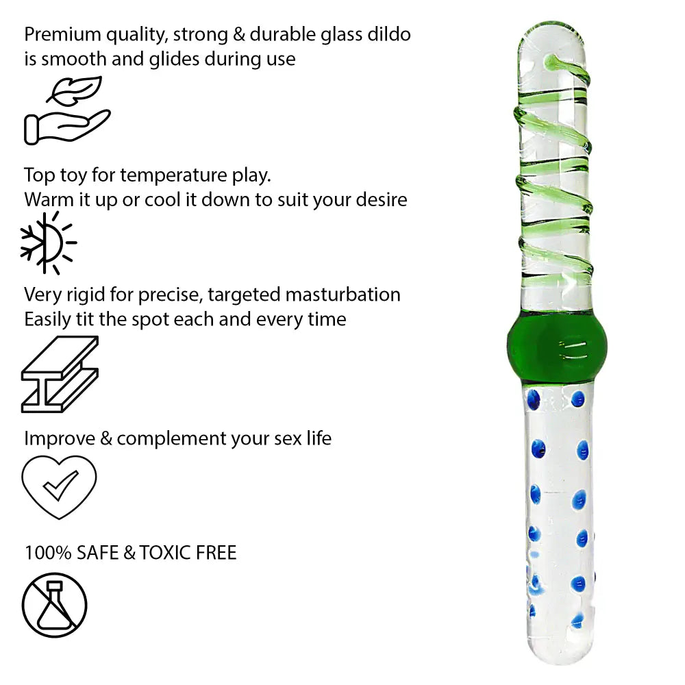 9 Inch Green & Blue Double Ended Glass Dildo - Sex Toy - Save 15% - Fast - United Kingdom Stoke-on-trent
