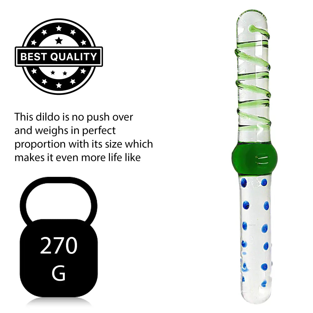 9 Inch Green & Blue Double Ended Glass Dildo - Sex Toy - Save 15% - Fast - United Kingdom Stoke-on-trent