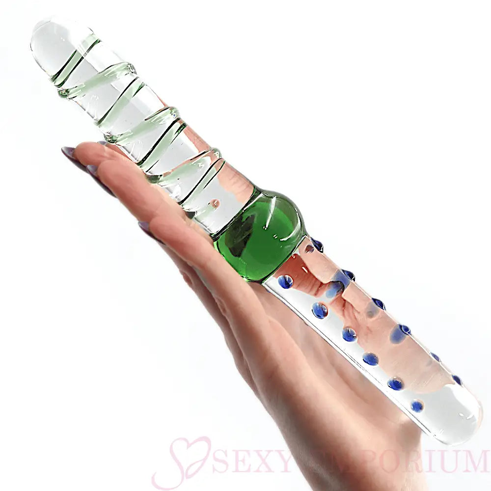 9 Inch Green & Blue Double Ended Glass Dildo - Sex Toy - Save 15% - Fast - United Kingdom Stoke-on-trent