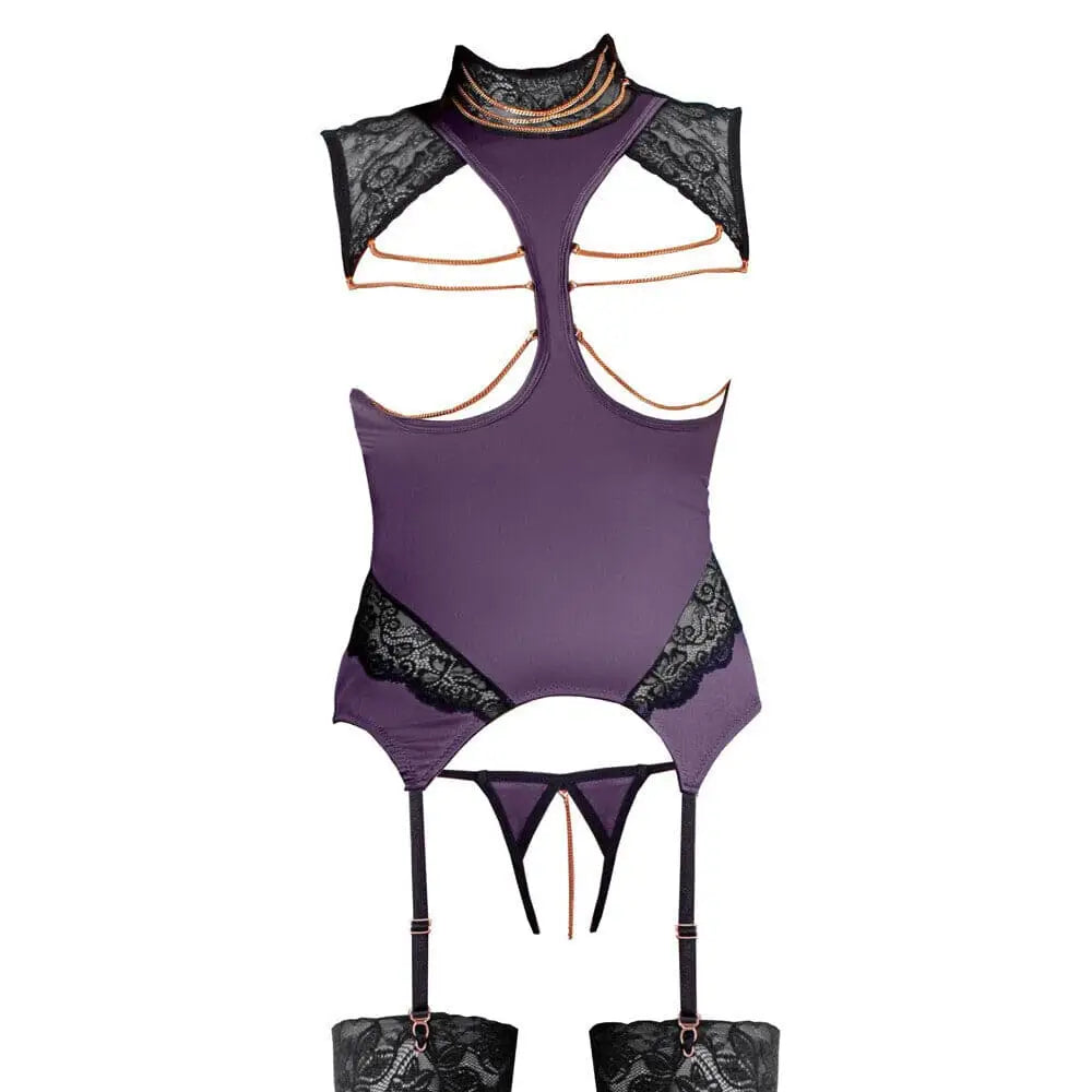 Abierta Fina Basque and Crotchless Set Chains - Fast Shipping - Sale United Kingdom Stoke-on-trent