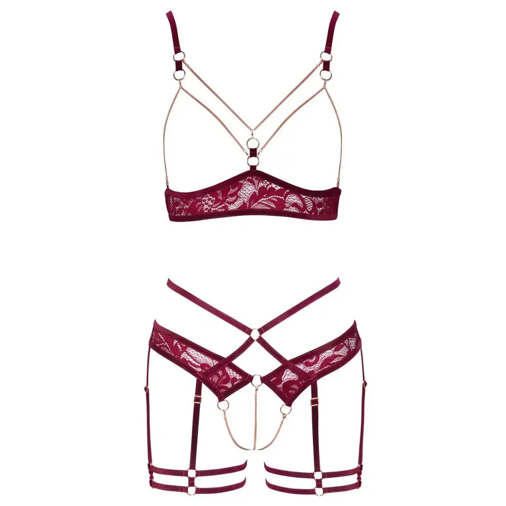 Abierta Fina Open Red Lace Set - Fast Shipping - Sale United Kingdom Stoke-on-trent