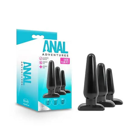 Anal Adventures Basic Plug Kit Black - Butt Plugs - Save 15% - Fast Shipping - Dildos United Kingdom Stoke-on-trent