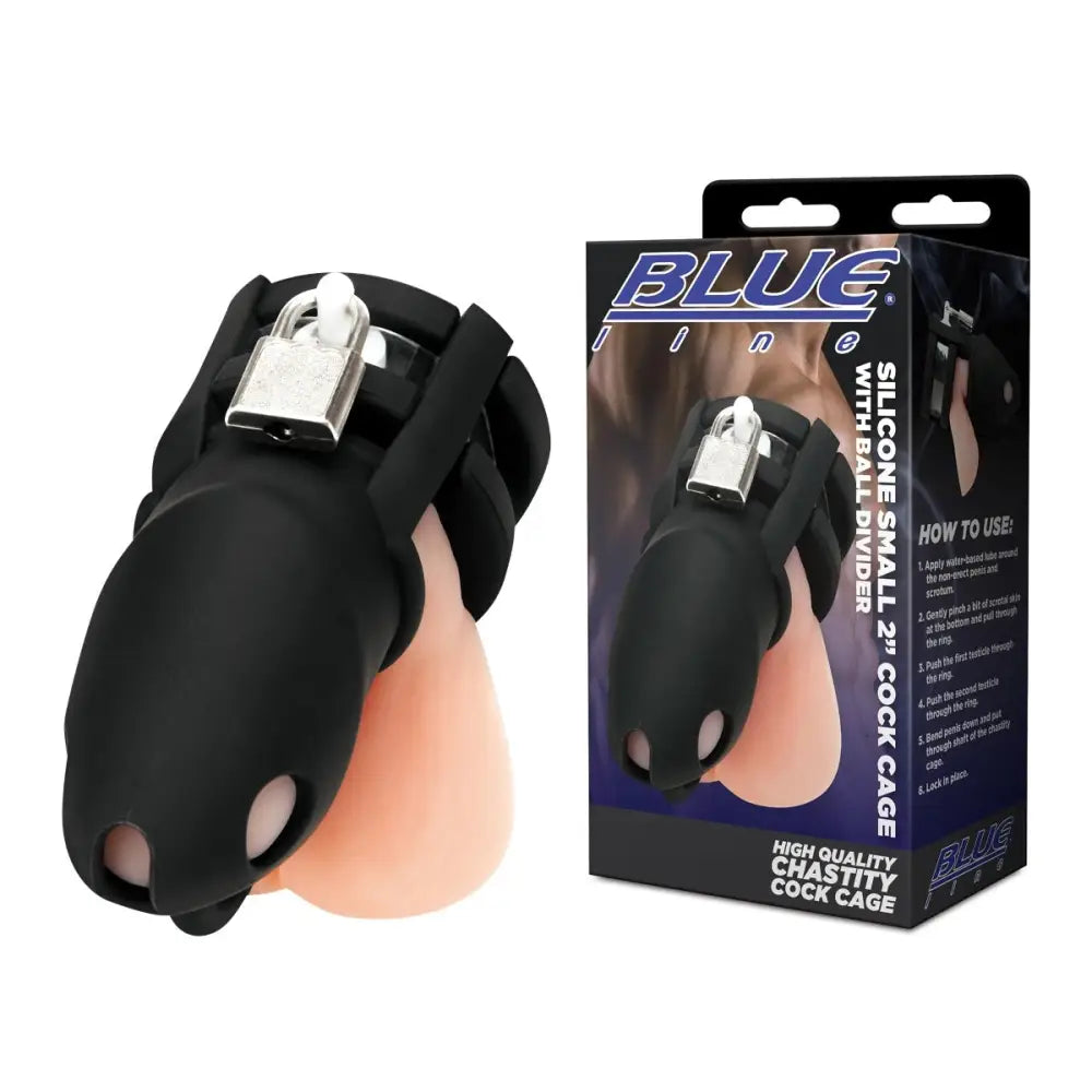 Blueline Silicone Small 2inch Cock Cage with Ball Divider Black - Save 10% - Sale United Kingdom Stoke-on-trent