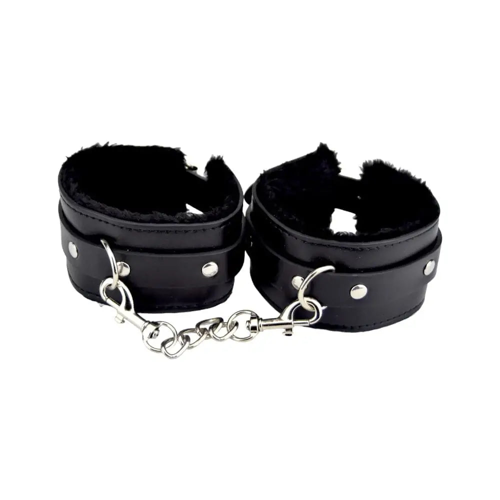 Bound to Please Furry Plush Wrist Cuffs Black - Bondage Restraints - Save 15% - Fast - Sale United Kingdom Stoke-on-trent