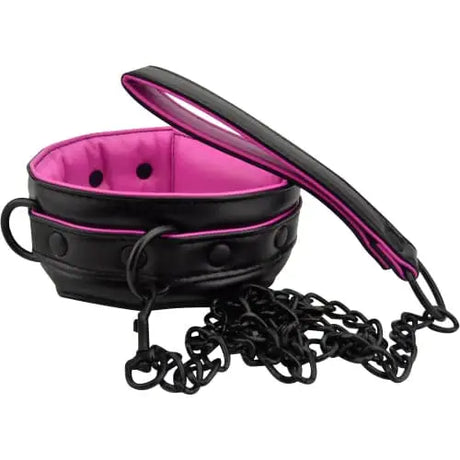 Bound to Please Pink & Black Bondage Collar Leash - Collars - Save 15% - Fast Shipping - Sale United Kingdom Stoke-on-trent