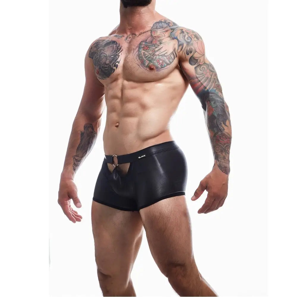 C4m Peekaboo Black Leatherette Mini Pants Large - Men’s Sexy Underwear - Save 20% - C4m - Fast - Sale United Kingdom Stoke-on-trent