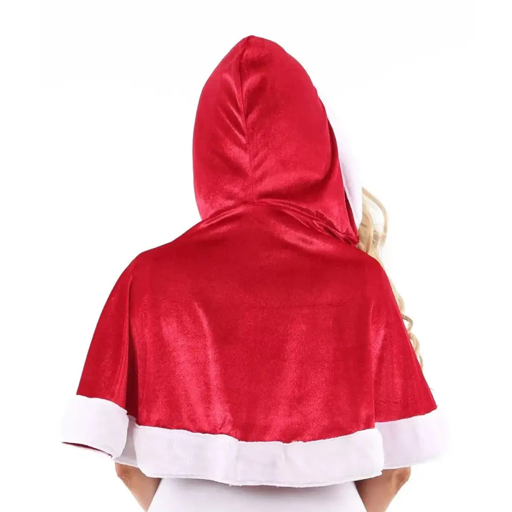Christmas Red/white Womens Velvet Hooded Mini Cape Miss Santa Fancy Dress - Save 30% - Red/white - Sale United Kingdom Stoke-on-trent