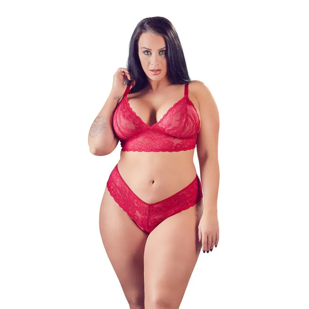 Cottelli Plus Size Red Lace Bra and Briefs - and - Save 15% - Fast Shipping - Sale United Kingdom Stoke-on-trent