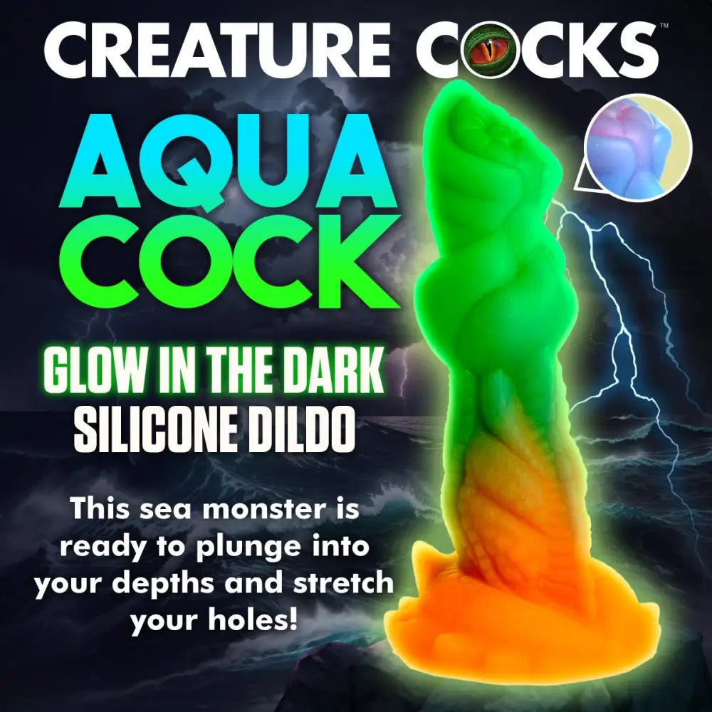 Creature Cocks Aqua Cock Glow in the Dark Silicone Dildo - Save 15% - in the - United Kingdom Stoke-on-trent