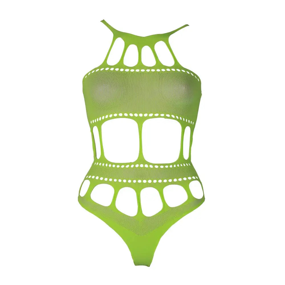 Cut out Thong Bodysuit Neon Green Plus Size - out - Fast Shipping - Sexy Lingerie United Kingdom Stoke-on-trent