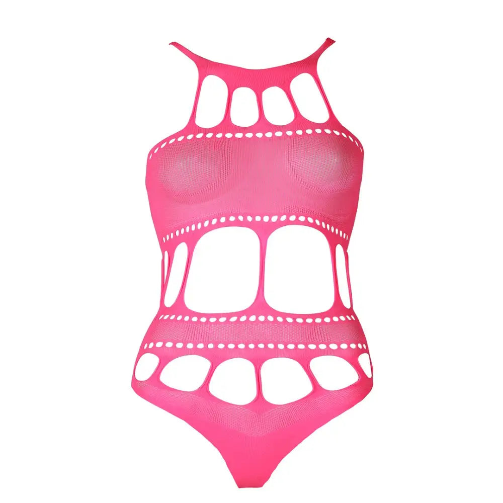 Cut out Thong Bodysuit Neon Pink Plus Size - out - Fast Shipping - Sexy Lingerie United Kingdom Stoke-on-trent