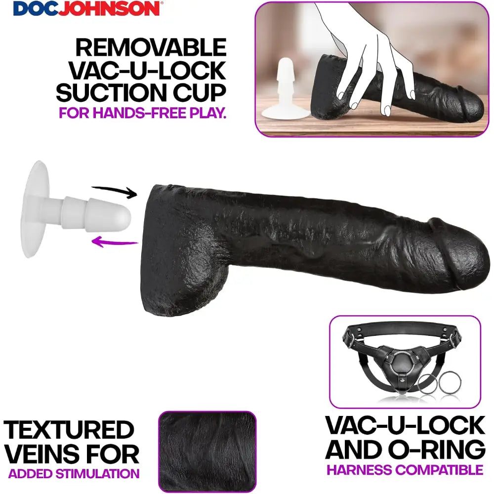 Doc Johnson 12 Inch Vac-u-lock Code Black Hung Dildo - Save 30% - 15% - Fast Shipping - Dildos United Kingdom Stoke-on-trent