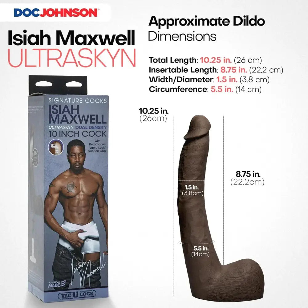 Doc Johnson Signature Cocks Isiah Maxwell Ultraskyn Cock with Removable Vac-u-lock Suction Cup (10’’) - Save 15% - Dildo United Kingdom