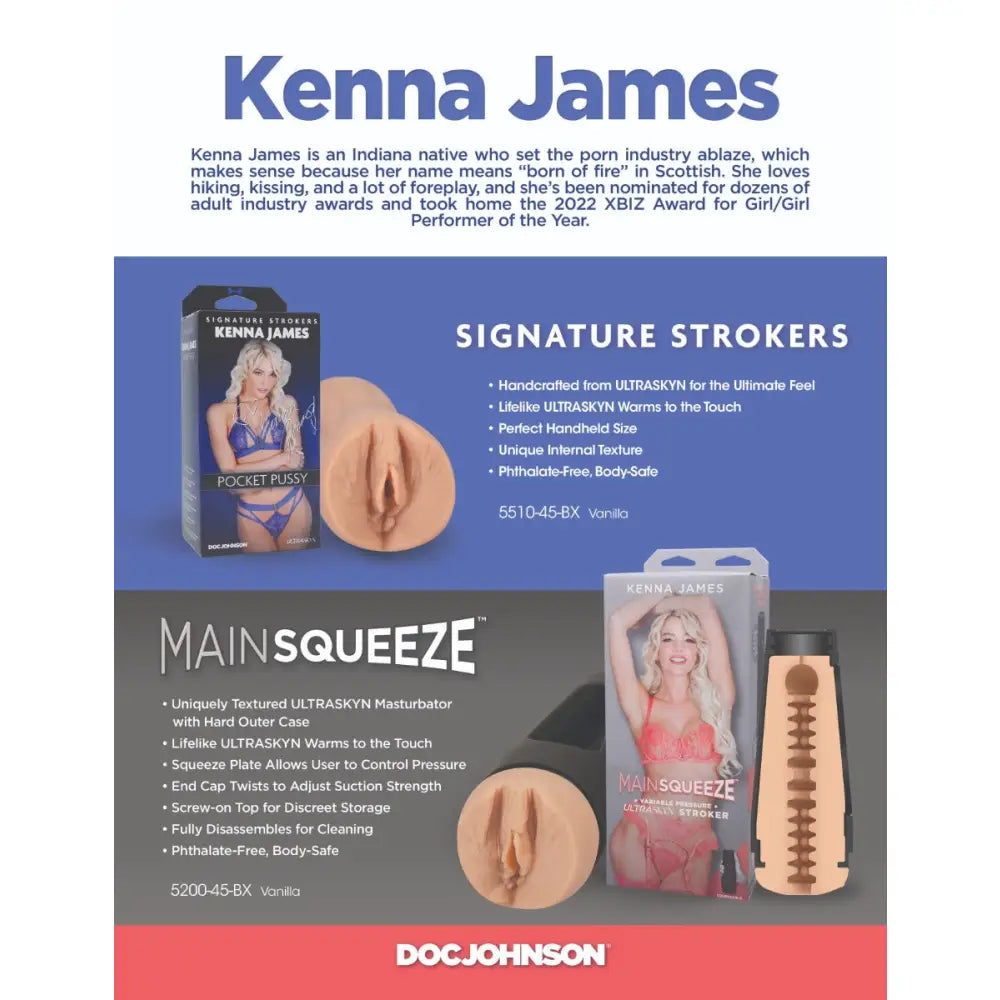 Doc Johnson Signature Strokers Kenna James Ultraskyn Pocket Pussy - Save 15% - Ultraskyn - Sale United Kingdom Stoke-on-trent
