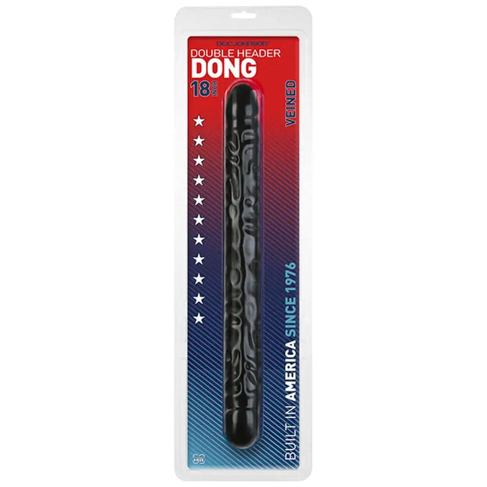 Double Header 18 Inch Veined Dong Black - Save 15% - Fast Shipping - Dildo United Kingdom Stoke-on-trent