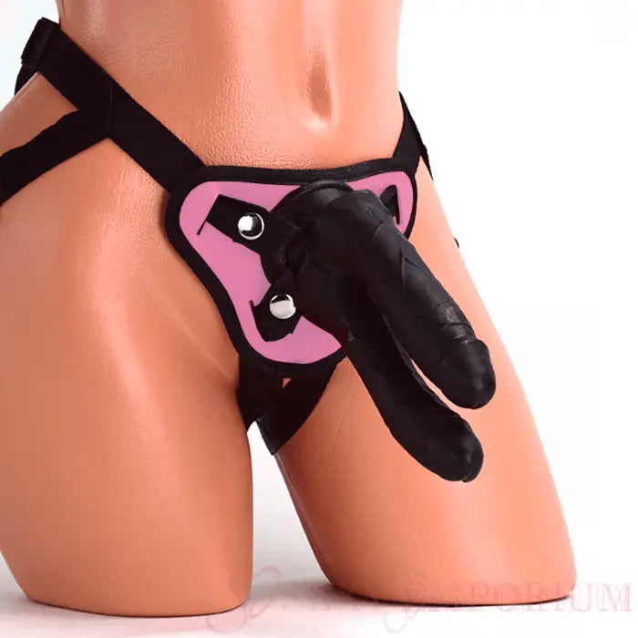 Double Strap-on Dildo with Pink Harness - Save 15% - Fast Shipping - Sale United Kingdom Stoke-on-trent