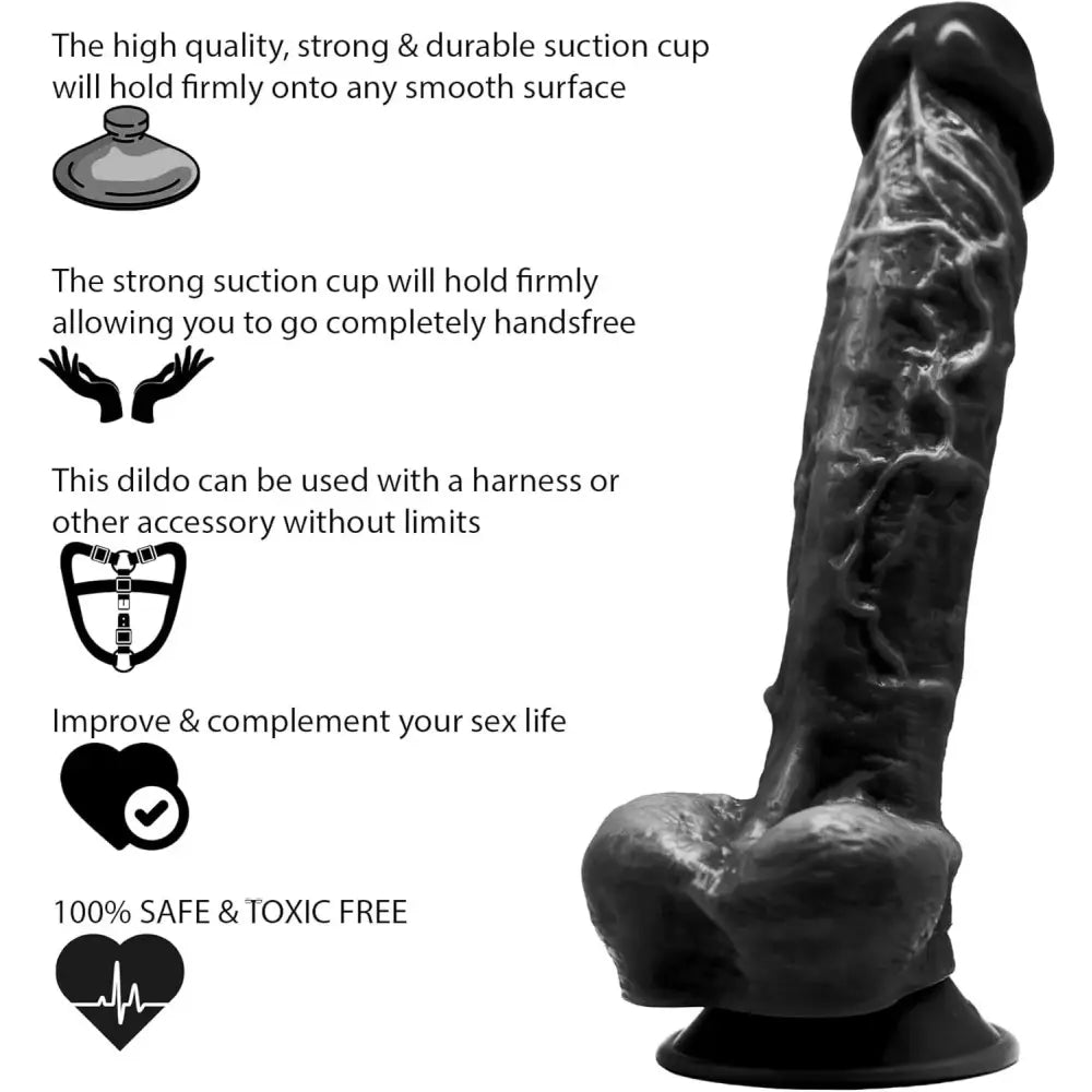 Gargantua Realistic 9.5 Inch Dildo Black - Dildos - Save 40% - Large Sex Toy - United Kingdom Stoke-on-trent
