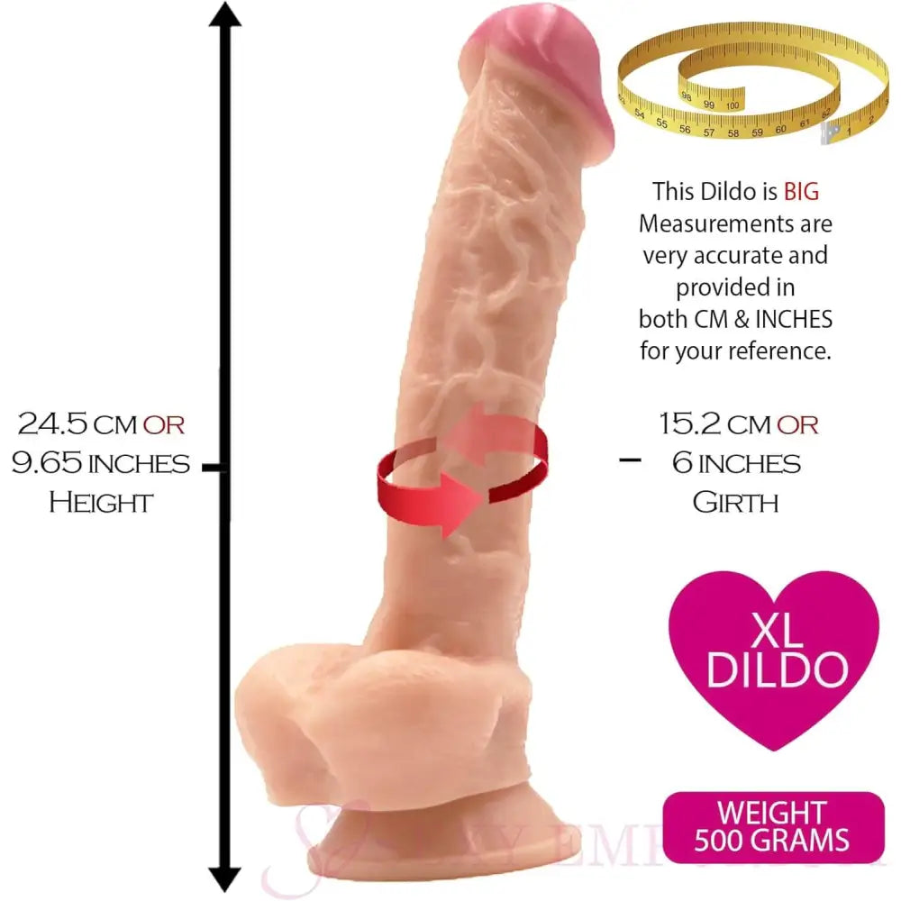 Gargantua Realistic 9.5 Inch Dildo Flesh – Large Suction Cup Sex Toy - Dildos - Save 40% - United Kingdom Stoke-on-trent