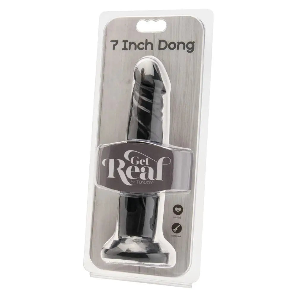 Get Real 7 Inch Dong Shiny Black - Save 15% - Fast Shipping - Dildo United Kingdom Stoke-on-trent