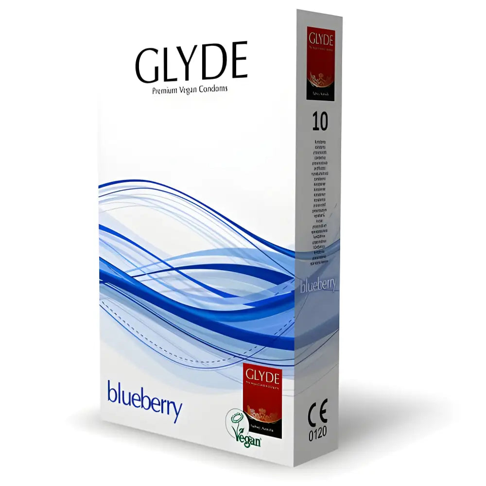 Glyde Ultra Blueberry Flavour Vegan Condoms 10 Pack - Save 15% - Fast - Sale United Kingdom Stoke-on-trent