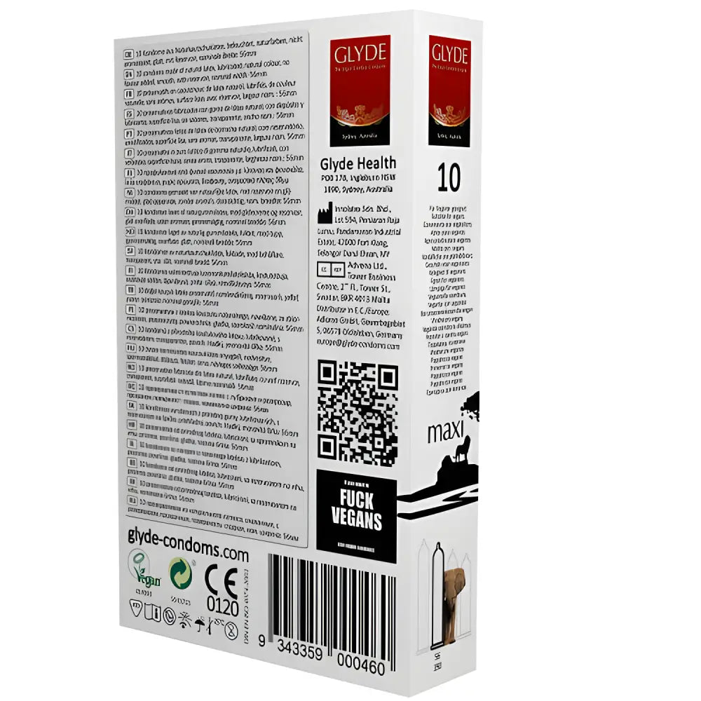 Glyde Ultra Maxi Vegan Condoms 10 Pack - Save 15% - Fast Shipping - Sale United Kingdom Stoke-on-trent