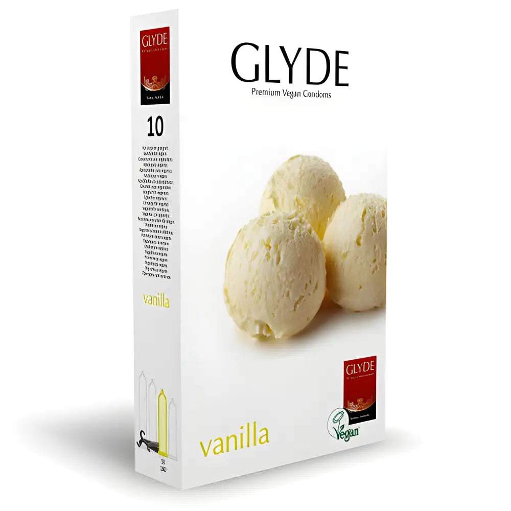 Glyde Ultra Vanilla Flavour Vegan Condoms 10 Pack - Save 15% - Fast - Sale United Kingdom Stoke-on-trent