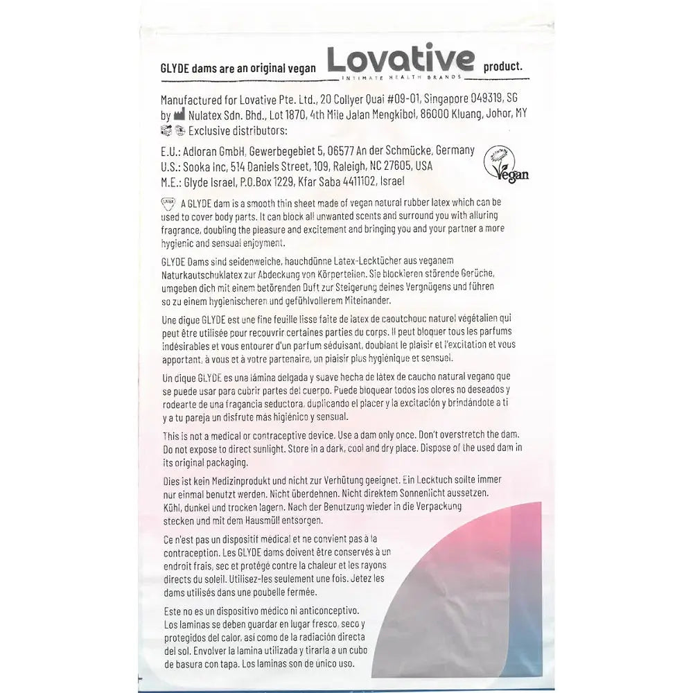 Glyde Vegan Dams Mixed Flavour 4 Pack - Fast Shipping - Sex Essentials United Kingdom Stoke-on-trent