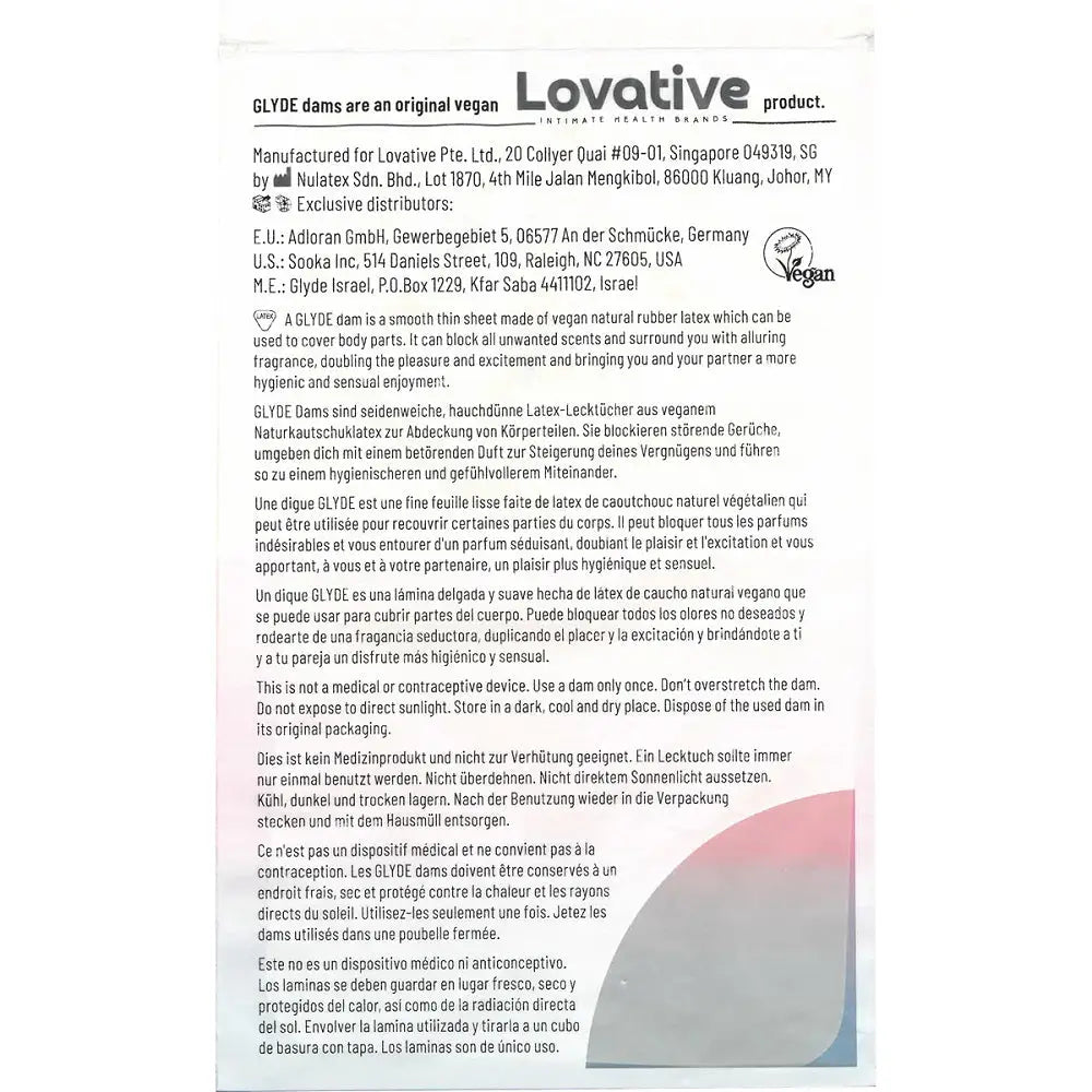 Glyde Vegan Dams Mixed Flavour 4 Pack - Fast Shipping - Sex Essentials United Kingdom Stoke-on-trent