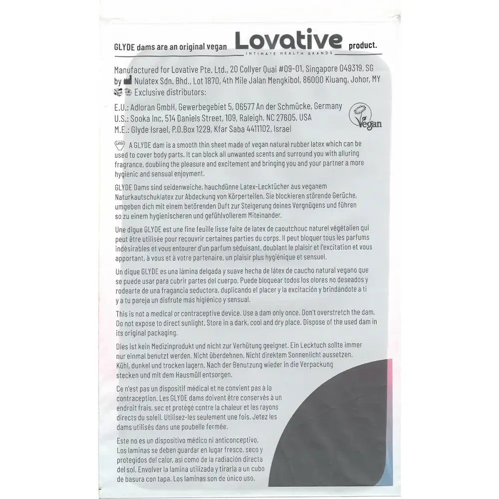 Glyde Vegan Dams Mixed Flavour 4 Pack - Fast Shipping - Sex Essentials United Kingdom Stoke-on-trent