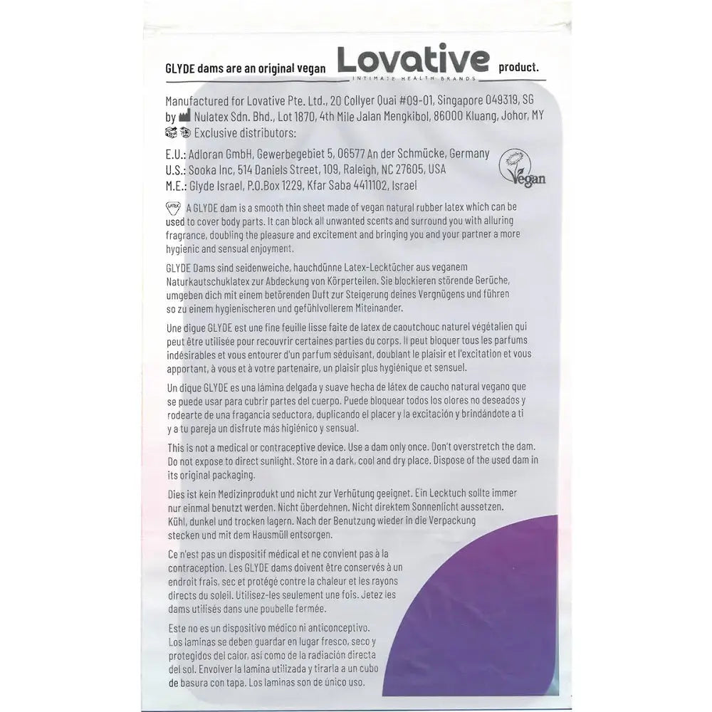 Glyde Vegan Dams Mixed Flavour 4 Pack - Fast Shipping - Sex Essentials United Kingdom Stoke-on-trent