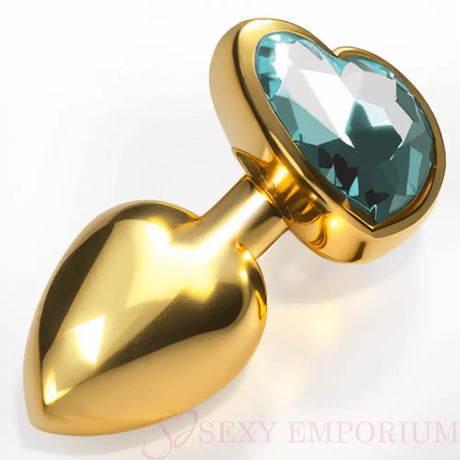 Heart Gold Butt Plug Light Blue - Save 15% - Fast Shipping - Sale United Kingdom Stoke-on-trent
