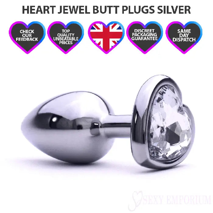 Heart Silver Butt Plug - Save 15% - Fast Shipping - Sale United Kingdom Stoke-on-trent