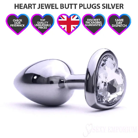 Heart Silver Butt Plug - Save 15% - Fast Shipping - Sale United Kingdom Stoke-on-trent
