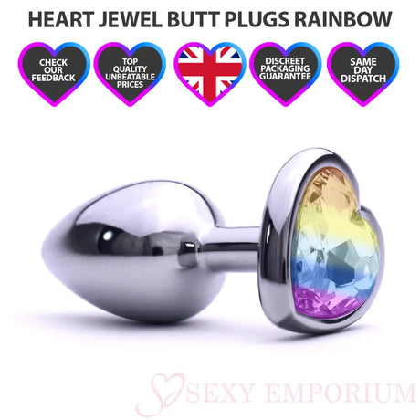 Jewelled Metal Heart Butt Plugs - Save 10% - Fast Shipping - Sale United Kingdom Stoke-on-trent