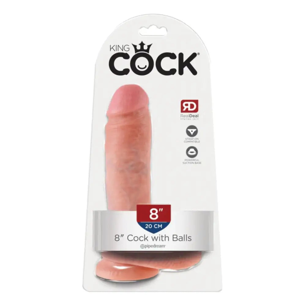 King Cock 8inch with Balls - Light - Save 25% - 8inch - Fast Shipping - Dildo United Kingdom Stoke-on-trent