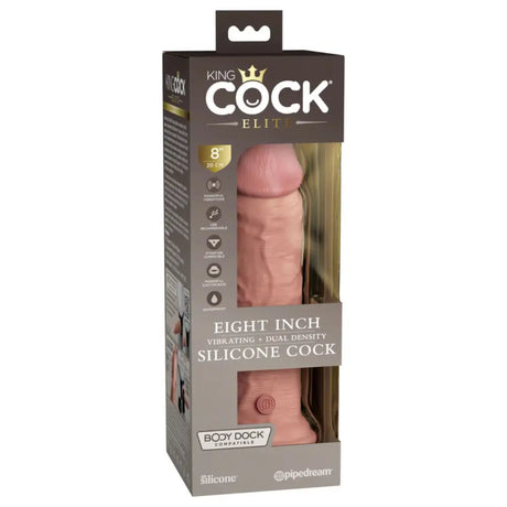 King Cock Elite 8inch Vibrating Silicone Dual Density - Light - 8inch - New Products United Kingdom Stoke-on-trent