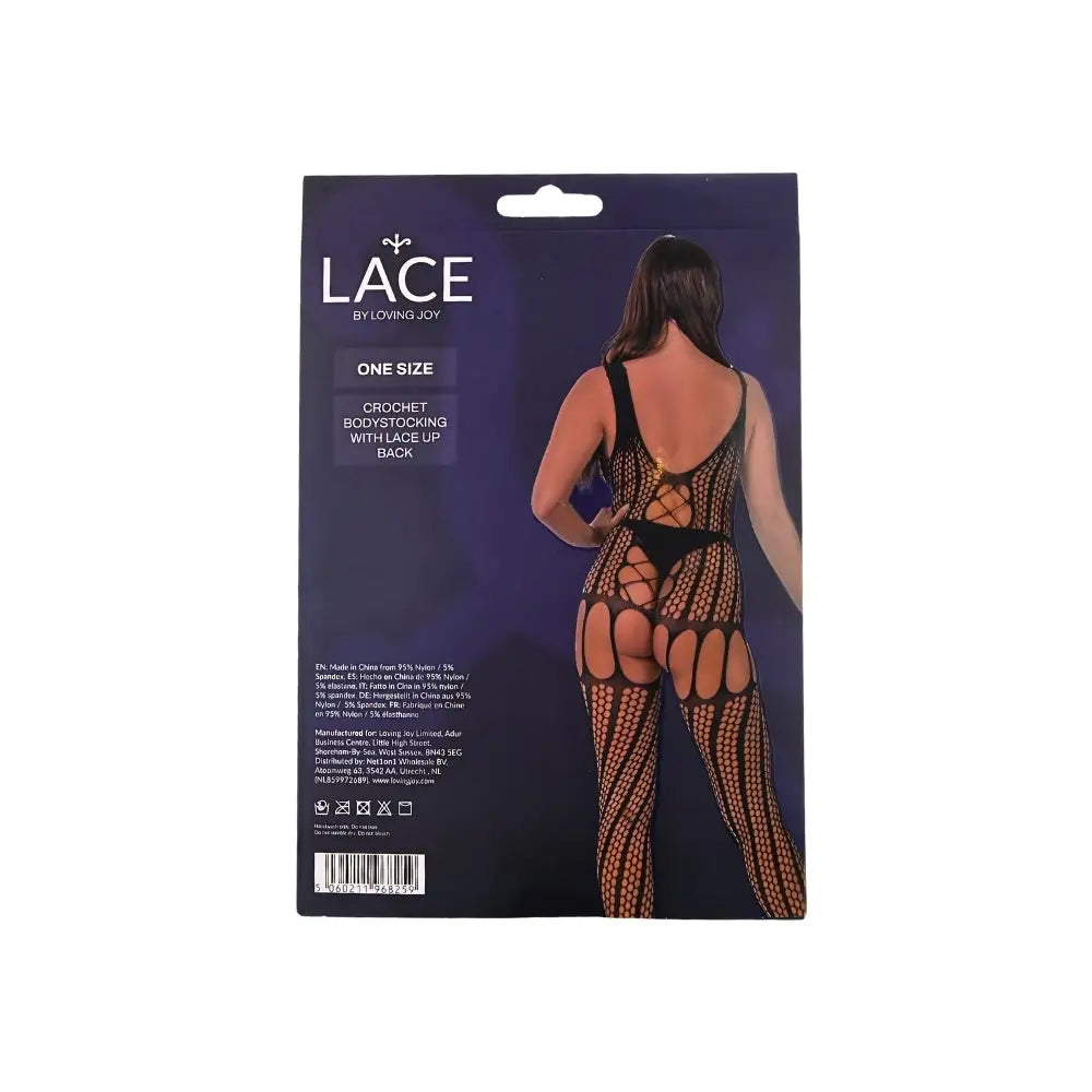 Lace by Lj Crochet Bodystocking with Up Back Black - Save 25% - Sale United Kingdom Stoke-on-trent