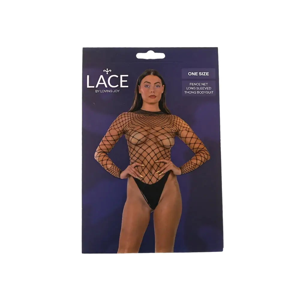 Lace by Lj Fence Net Long Sleeved Thong Bodysuit Black - Save 15% - Sale United Kingdom Stoke-on-trent