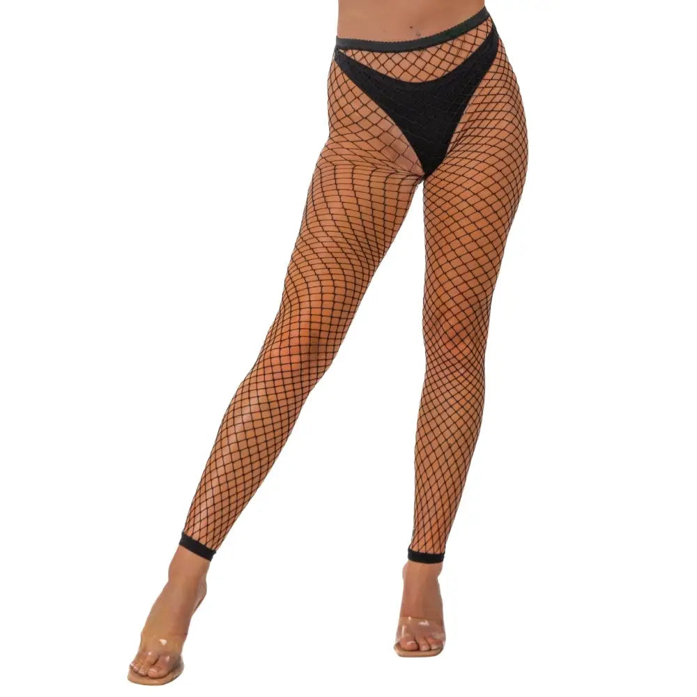 Lace by Lj one Size Industrial Net Footless Tights Black - Sexy Lingerie United Kingdom Stoke-on-trent