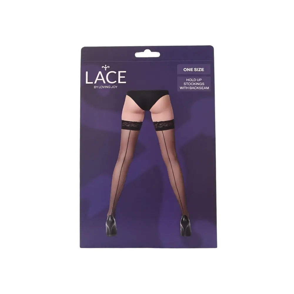 Lace by Lj Sheer Hold Up Stockings with Backseam Black - Sexy Lingerie United Kingdom Stoke-on-trent