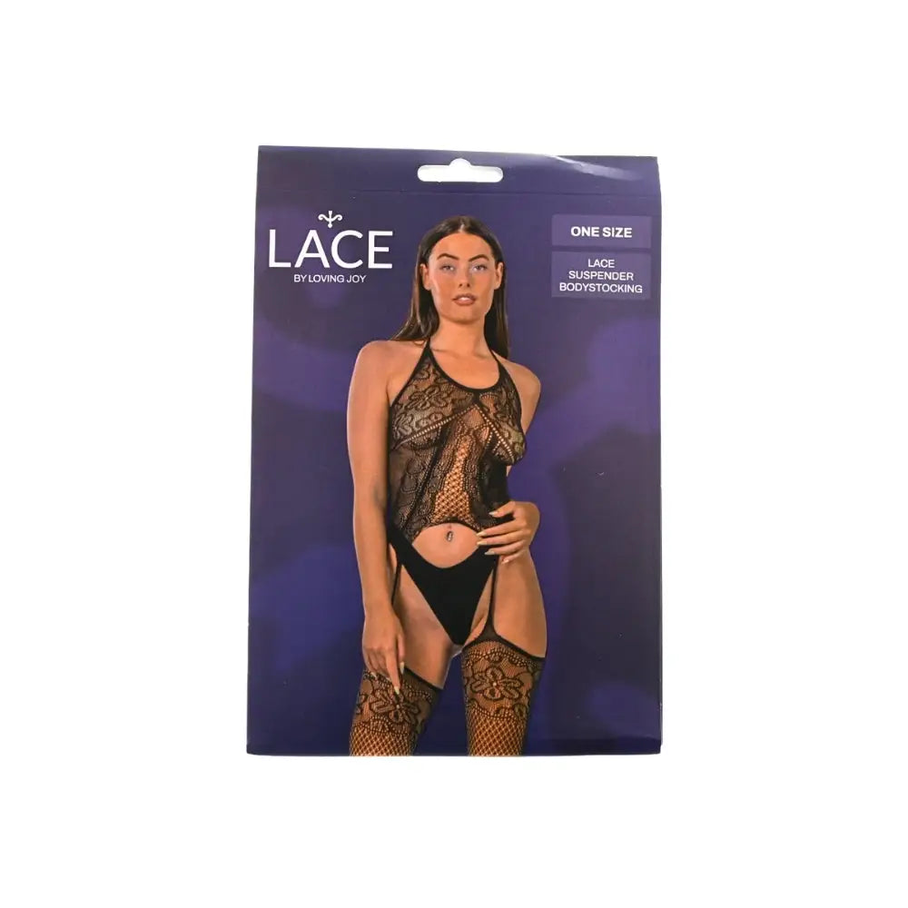 Lace by Lj Suspender Bodystocking Black - Sexy Lingerie United Kingdom Stoke-on-trent