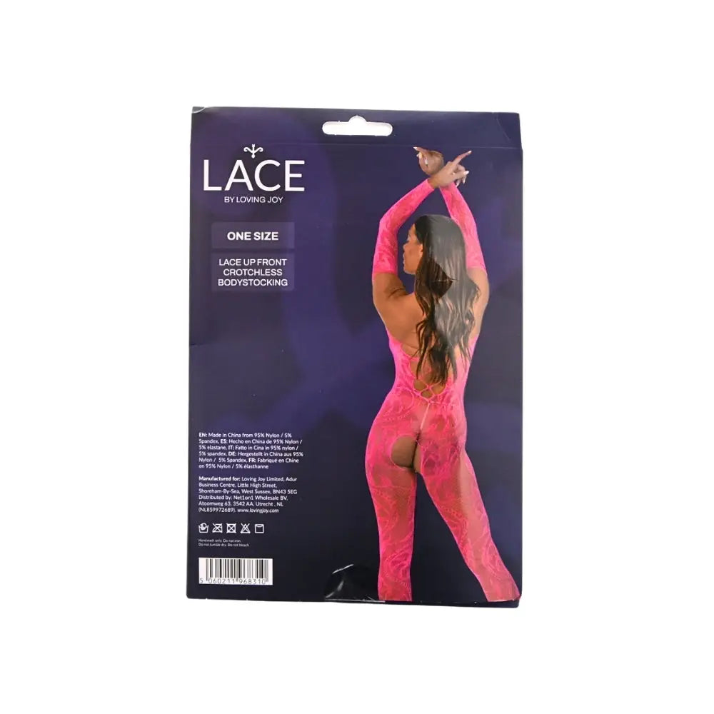 Lace by Lj Up Front Crotchless Bodystocking Fuchsia - Sexy Lingerie United Kingdom Stoke-on-trent