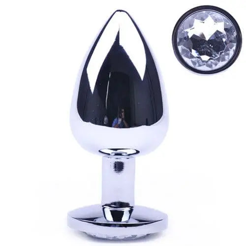 Large Metal Anal Plug with Clear Crystal - Save 15% - with - Fast Shipping - Sale United Kingdom Stoke-on-trent