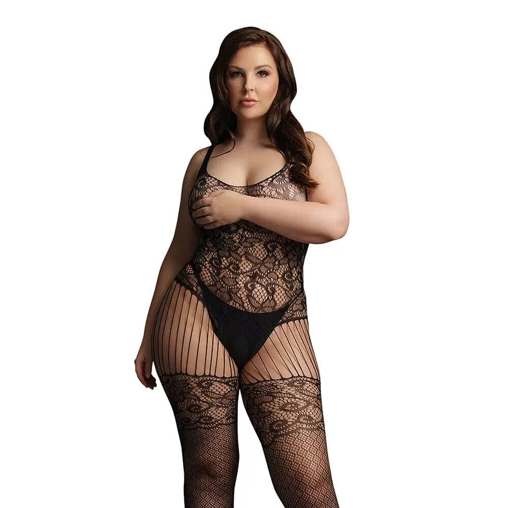 Le Desir Black Lace and Fishnet Bodystocking Uk 14 to 20 - Save 15% - Uk - Fast - Sale United Kingdom Stoke-on-trent